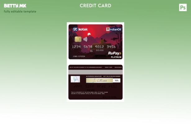 модерен стил Индија Kotak bank RuPay платина шаблон за кредитна картичка